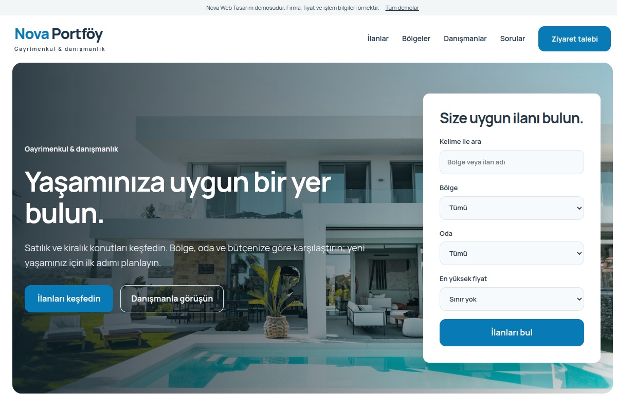 Nova Portföy demo ekran görüntüsü