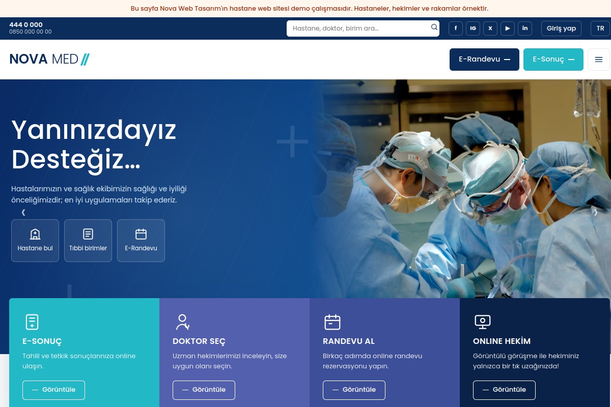 Nova Hastaneleri demo ekran görüntüsü