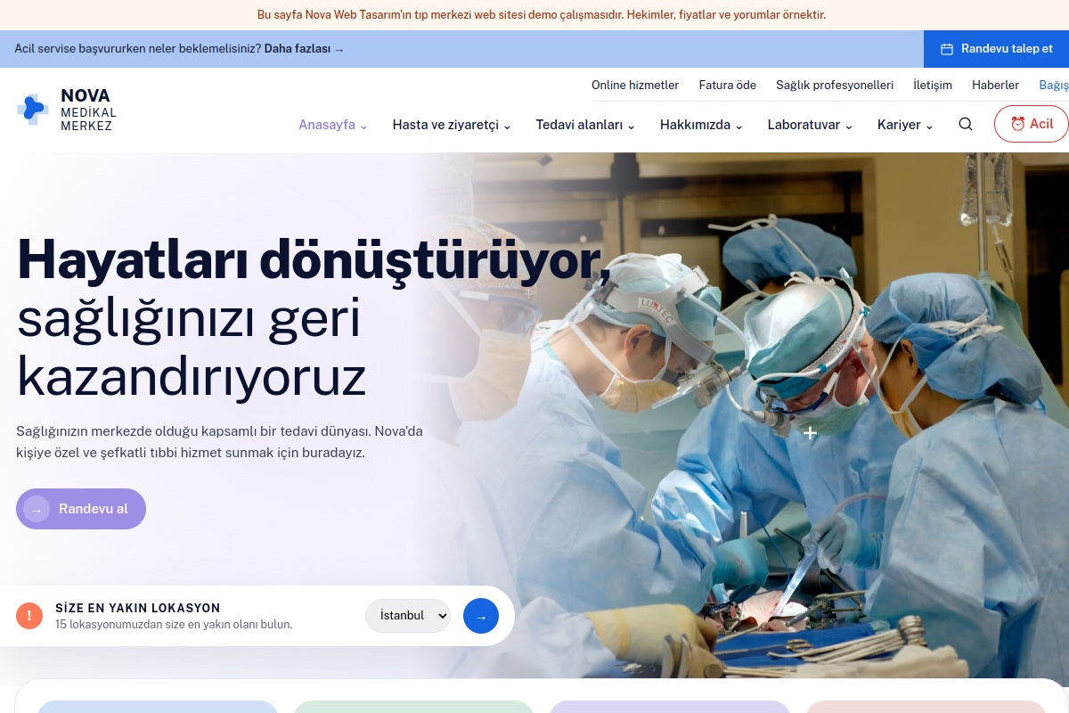 Nova Medikal Merkez demo ekran görüntüsü
