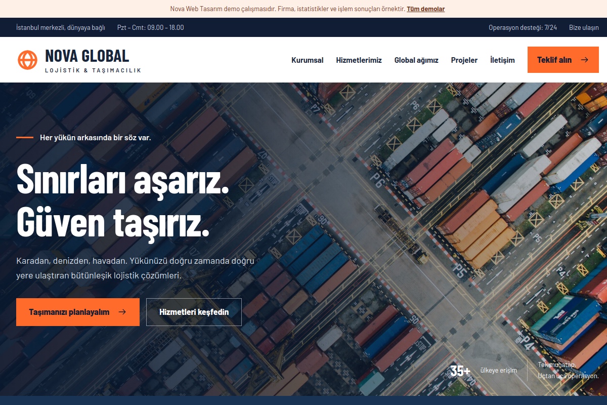 Nova Global Lojistik demo ekran görüntüsü