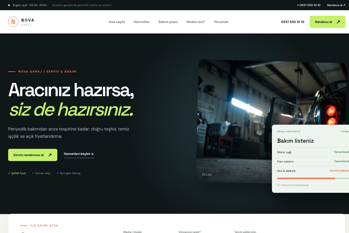 Nova Garaj demo ekran görüntüsü