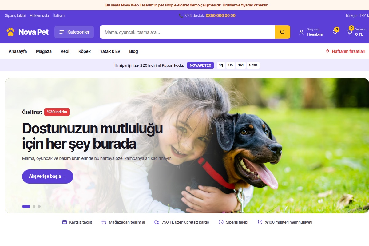Nova Pet demo ekran görüntüsü